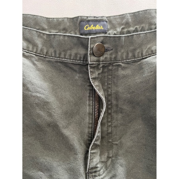 Cabelas Mens Cargo Pants 42x32 Olive Green Cotton Canvas Reinforced Knee - Picture 12 of 14